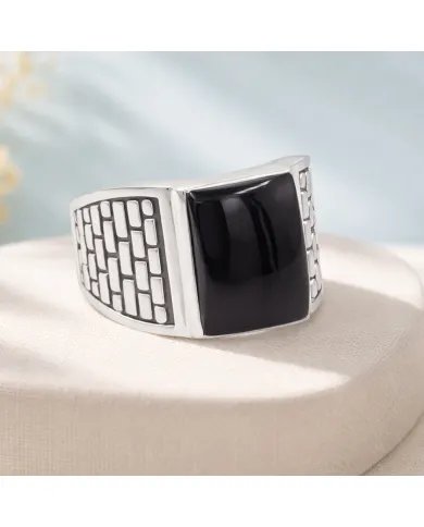 Black Onyx Men's Ring - Handmade 925 Sterling Silver Gemstone Jewelry