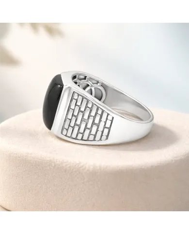 Black Onyx Men's Ring - Handmade 925 Sterling Silver Gemstone Jewelry