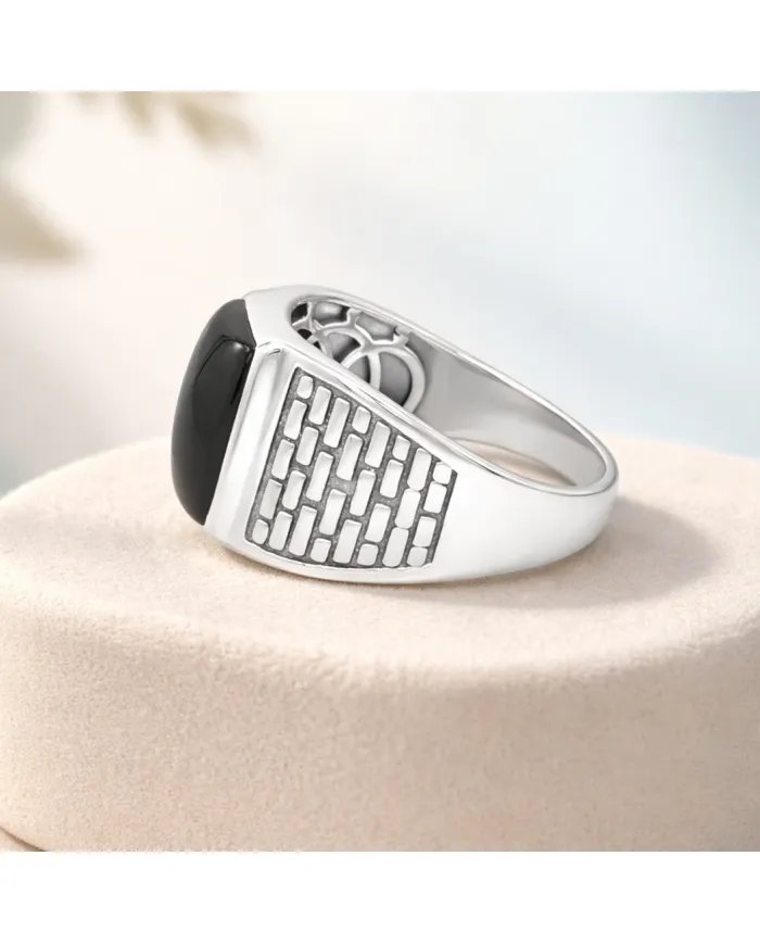 Black Onyx Men's Ring - Handmade 925 Sterling Silver Gemstone Jewelry