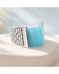 Arizona Turquoise Men's Ring - 925 Sterling Silver Handmade Jewelry