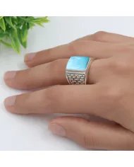 Arizona Turquoise Men's Ring - 925 Sterling Silver Handmade Jewelry