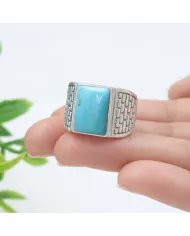 Arizona Turquoise Men's Ring - 925 Sterling Silver Handmade Jewelry
