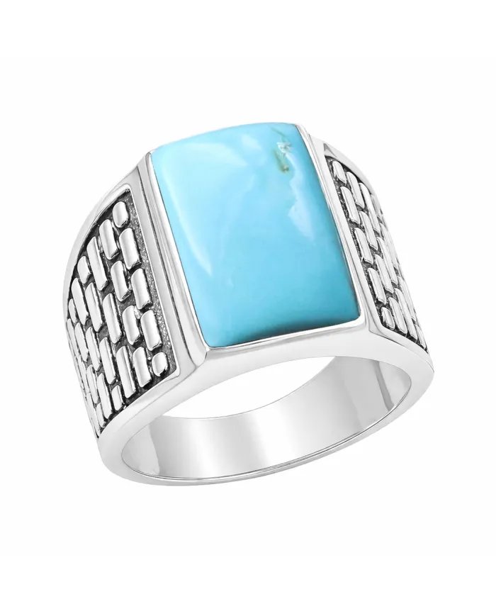 Arizona Turquoise Men's Ring - 925 Sterling Silver Handmade Jewelry