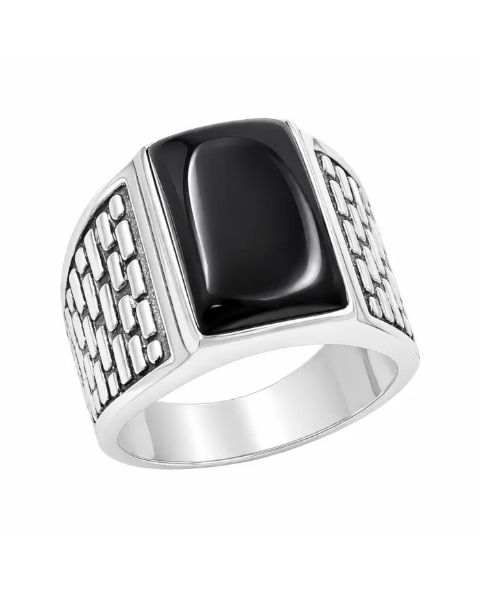 Black Onyx Men's Ring - Handmade 925 Sterling Silver Gemstone Jewelry