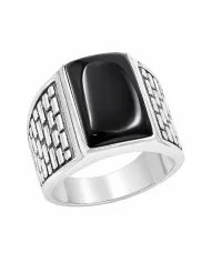 Black Onyx Men's Ring - Handmade 925 Sterling Silver Gemstone Jewelry