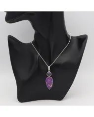 Purple Copper Turquoise Pendant with Mystic Quartz - 925 Silver Jewelry