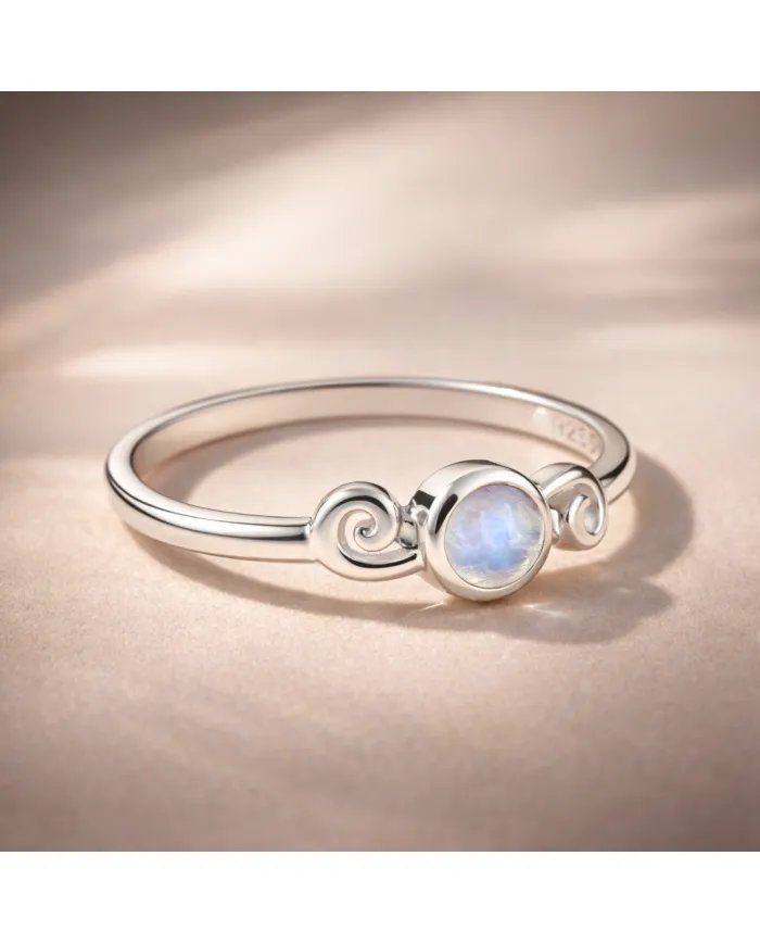Moonstone Ring in 925 Sterling Silver - Handmade Minimalist Jewelry