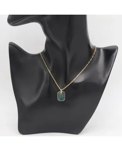 Moss Agate Pendant – Gold Plated 925 Silver Handmade Unisex Jewelry