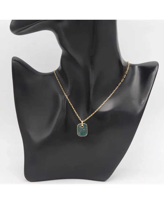 Moss Agate Pendant – Gold Plated 925 Silver Handmade Unisex Jewelry