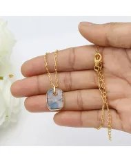 Moss Agate Pendant – Gold Plated 925 Silver Handmade Unisex Jewelry