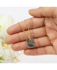 Moss Agate Pendant – Gold Plated 925 Silver Handmade Unisex Jewelry