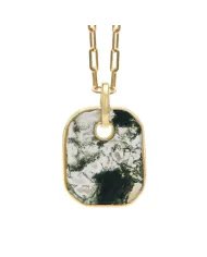Moss Agate Pendant – Gold Plated 925 Silver Handmade Unisex Jewelry