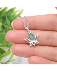 Handmade Emerald Lotus Pendant – 925 Sterling Silver Jewelry for Women