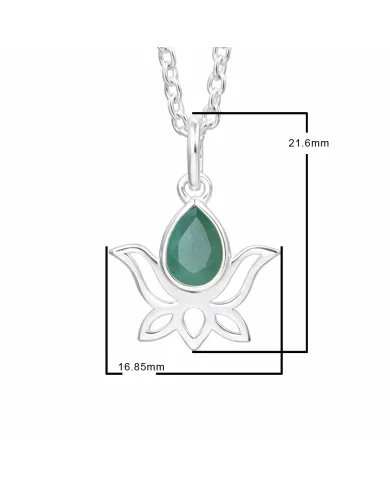Handmade Emerald Lotus Pendant – 925 Sterling Silver Jewelry for Women