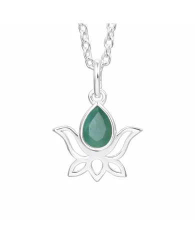 Handmade Emerald Lotus Pendant – 925 Sterling Silver Jewelry for Women