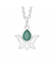 Handmade Emerald Lotus Pendant – 925 Sterling Silver Jewelry for Women