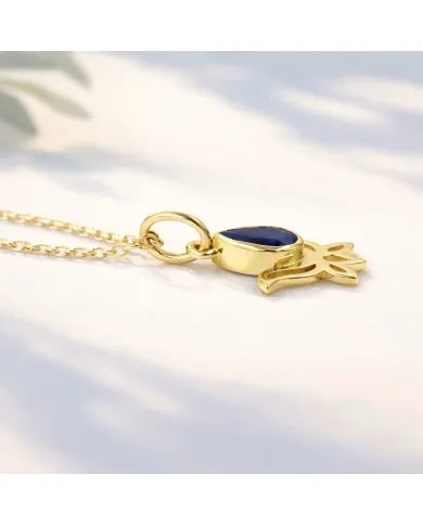 Blue Sapphire Lotus Pendant – Gold Plated 925 Silver Jewelry for Women