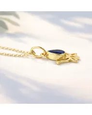 Blue Sapphire Lotus Pendant – Gold Plated 925 Silver Jewelry for Women