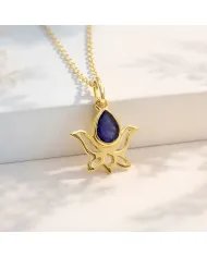 Blue Sapphire Lotus Pendant – Gold Plated 925 Silver Jewelry for Women