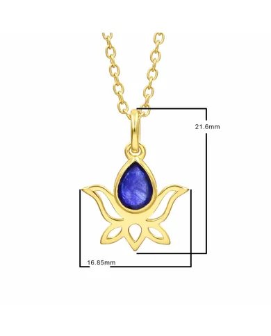 Blue Sapphire Lotus Pendant – Gold Plated 925 Silver Jewelry for Women