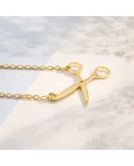 925 Silver Gold Plated Scissors Pendant – Handmade Jewelry for Hairdresser