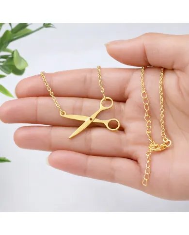 925 Silver Gold Plated Scissors Pendant – Handmade Jewelry for Hairdresser