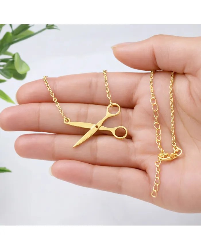 925 Silver Gold Plated Scissors Pendant – Handmade Jewelry for Hairdresser