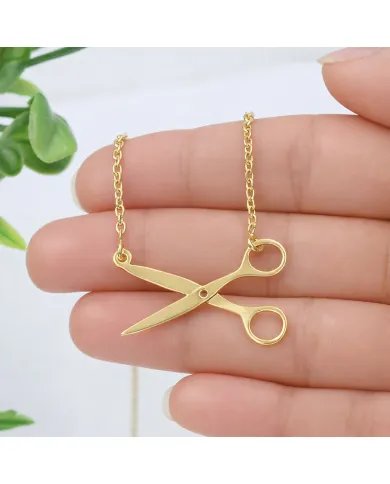 925 Silver Gold Plated Scissors Pendant – Handmade Jewelry for Hairdresser