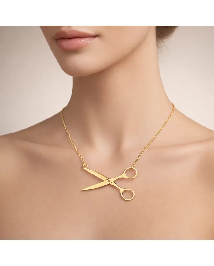 925 Silver Gold Plated Scissors Pendant – Handmade Jewelry for Hairdresser