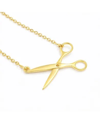 925 Silver Gold Plated Scissors Pendant – Handmade Jewelry for Hairdresser