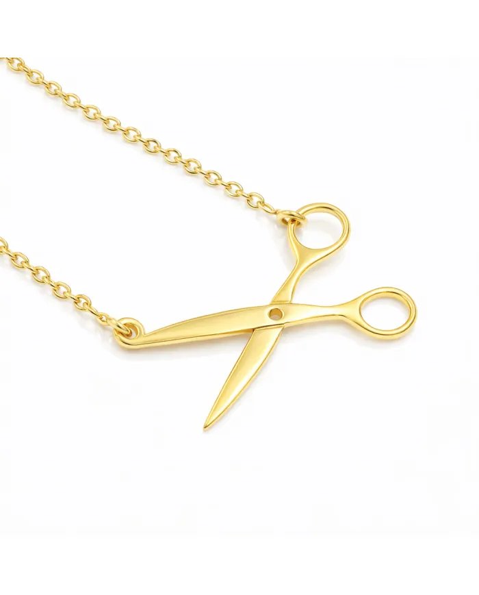 925 Silver Gold Plated Scissors Pendant – Handmade Jewelry for Hairdresser