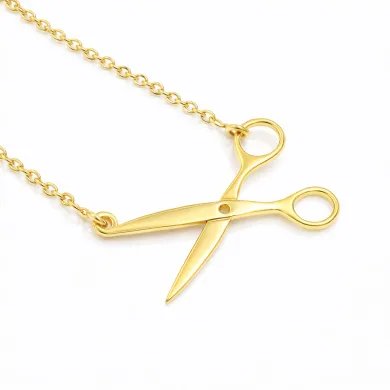 925 Silver Gold Plated Scissors Pendant – Handmade Jewelry for Hairdresser
