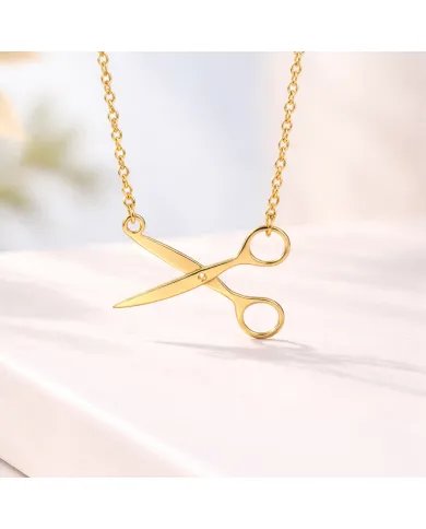 925 Silver Gold Plated Scissors Pendant – Handmade Jewelry for Hairdresser