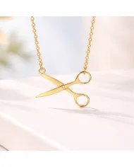 925 Silver Gold Plated Scissors Pendant – Handmade Jewelry for Hairdresser