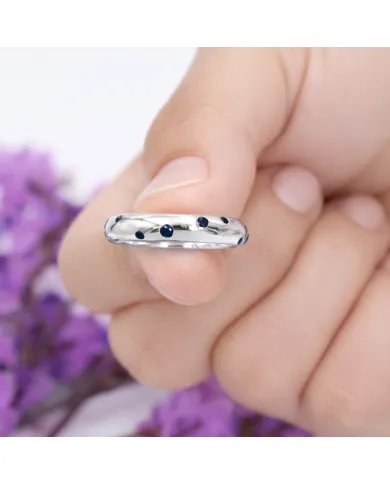 Cubic Zirconia Tanzanite Ring - 925 Sterling Silver Dot Design Jewelry