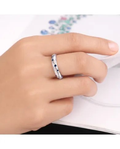 Cubic Zirconia Tanzanite Ring - 925 Sterling Silver Dot Design Jewelry