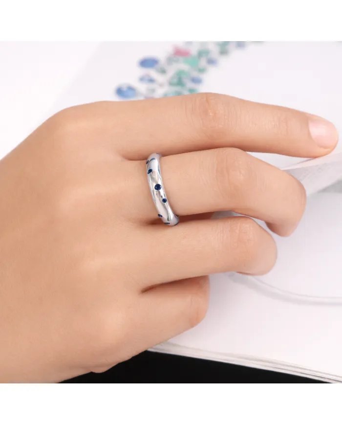 Cubic Zirconia Tanzanite Ring - 925 Sterling Silver Dot Design Jewelry