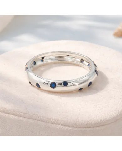 Cubic Zirconia Tanzanite Ring - 925 Sterling Silver Dot Design Jewelry