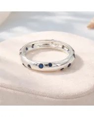 Cubic Zirconia Tanzanite Ring - 925 Sterling Silver Dot Design Jewelry