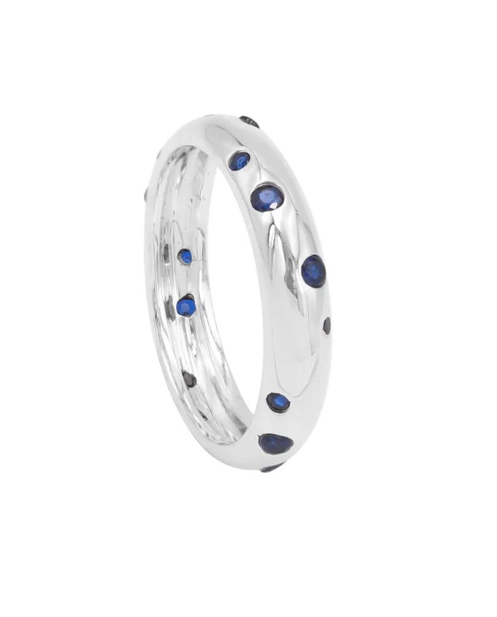 Cubic Zirconia Tanzanite Ring - 925 Sterling Silver Dot Design Jewelry