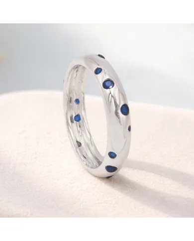 Cubic Zirconia Tanzanite Ring - 925 Sterling Silver Dot Design Jewelry