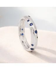 Cubic Zirconia Tanzanite Ring - 925 Sterling Silver Dot Design Jewelry