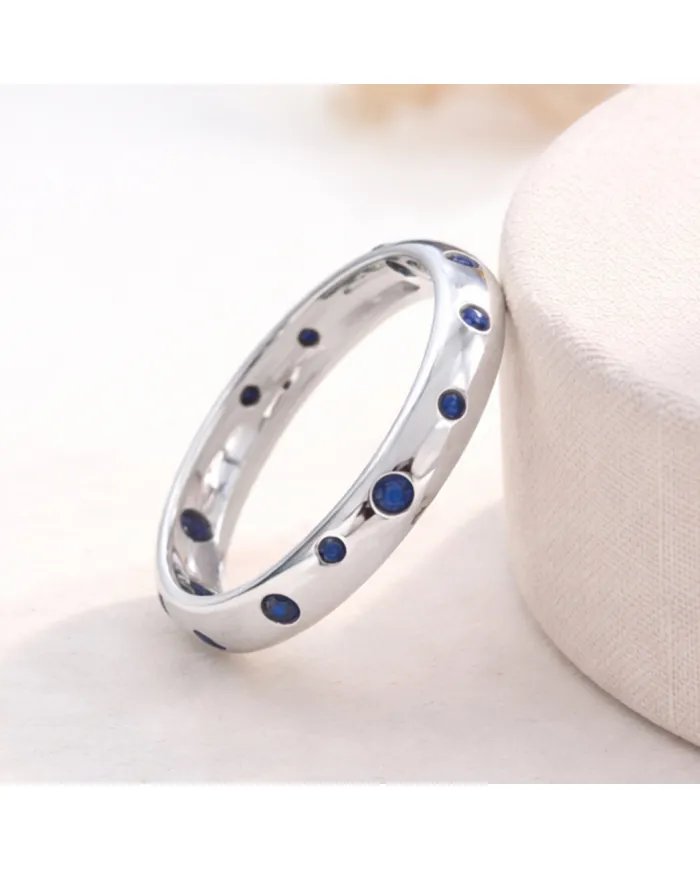 Cubic Zirconia Tanzanite Ring - 925 Sterling Silver Dot Design Jewelry
