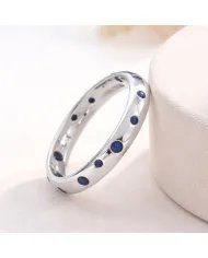 Cubic Zirconia Tanzanite Ring - 925 Sterling Silver Dot Design Jewelry