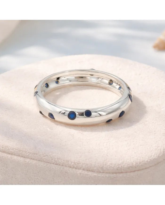 Cubic Zirconia Tanzanite Ring - 925 Sterling Silver Dot Design Jewelry