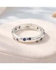 Cubic Zirconia Tanzanite Ring - 925 Sterling Silver Dot Design Jewelry