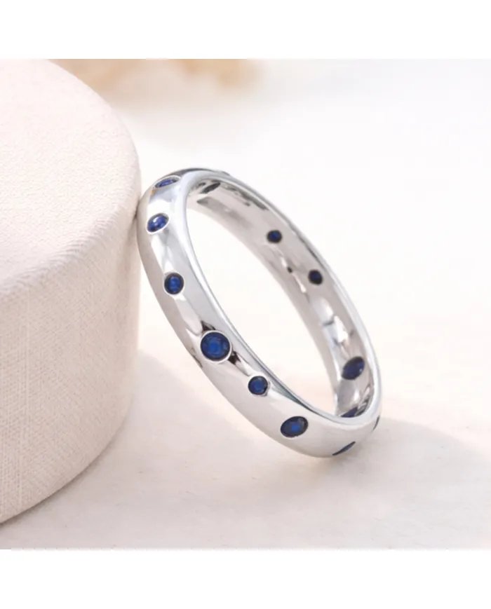 Cubic Zirconia Tanzanite Ring - 925 Sterling Silver Dot Design Jewelry