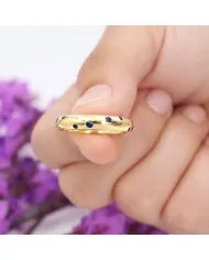 Cubic Zirconia Tanzanite Ring - Gold Plated 925 Silver Dot Design Jewelry