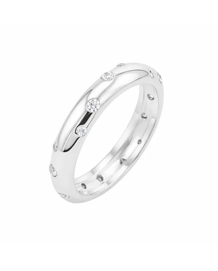 Swarovski Crystal Dot Ring - 925 Sterling Silver Handmade Jewelry