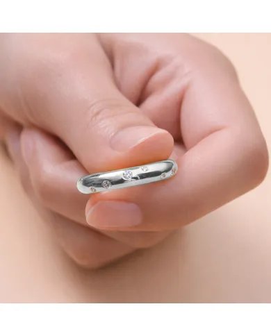 Swarovski Crystal Dot Ring - 925 Sterling Silver Handmade Jewelry